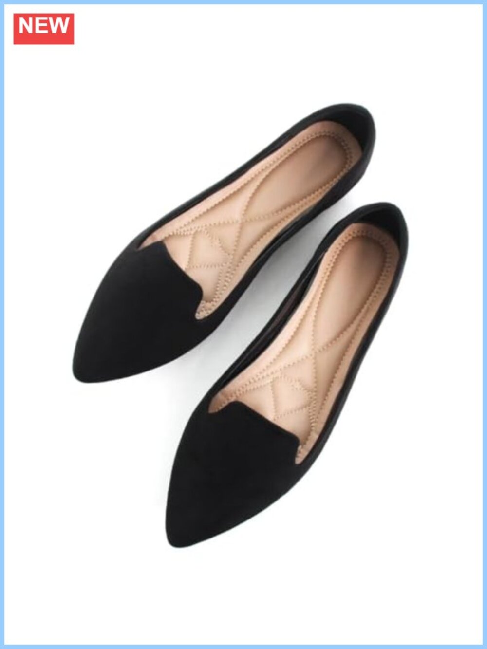 Women Slip-On Ballet Flats Soft Faux Suede Pointed Toe Casual Shoes